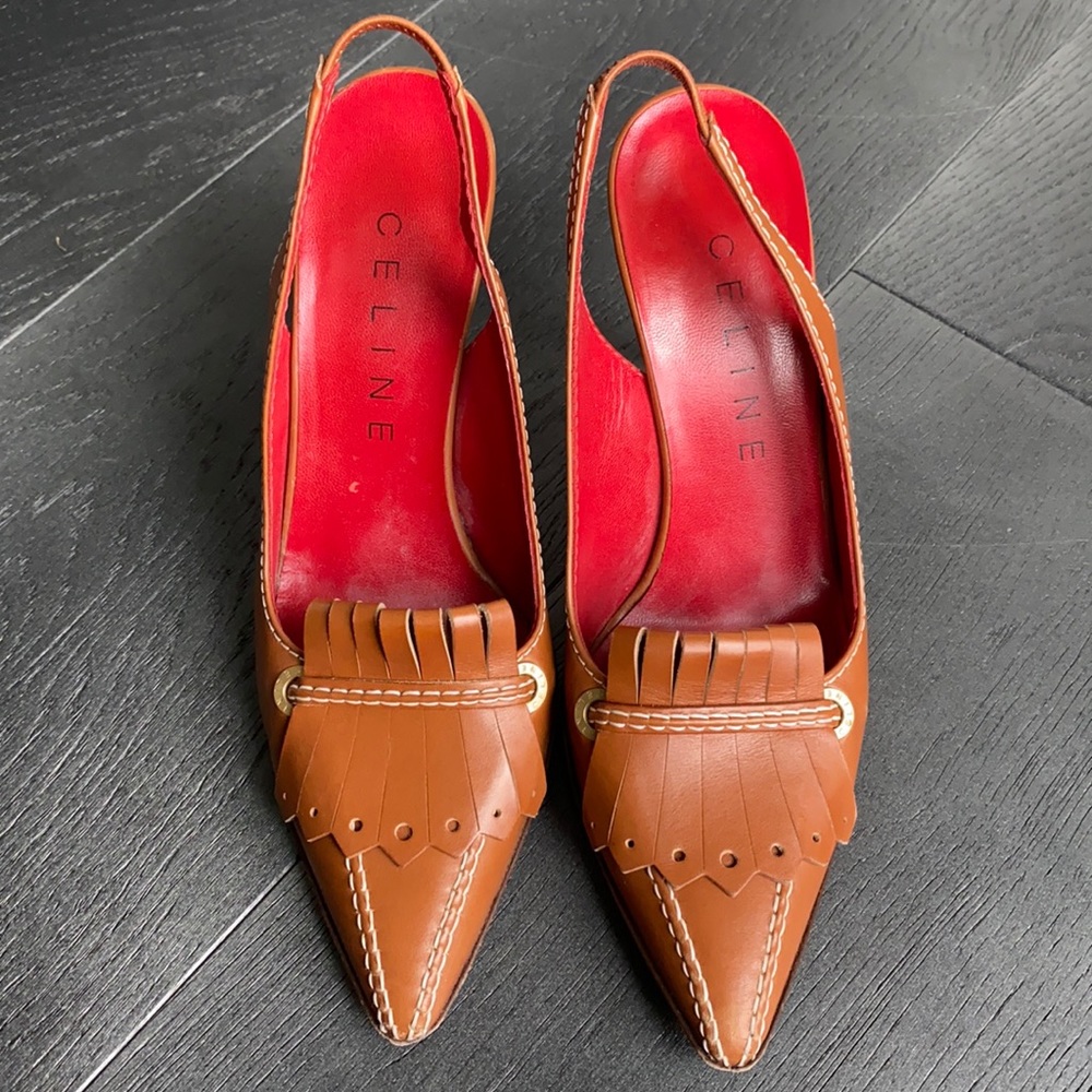 Celine Sling Back Pumps. Carmel. Size 6.